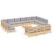 Salon de jardin 14 pcs avec coussins gris Bois de pin - Photo n°1