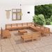 Salon de jardin 14 pcs Bois de pin massif Marron miel - Photo n°1