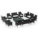 Salon de jardin 16 pcs avec coussins Résine tressée Noir - Photo n°1
