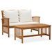 Salon de jardin 2 pcs avec coussins Bois d'acacia solide - Photo n°1
