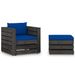 Salon de jardin 2 pcs avec coussins Bois imprégné de gris 7 - Photo n°1