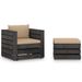 Salon de jardin 2 pcs avec coussins Bois imprégné de gris 8 - Photo n°1