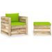 Salon de jardin 2 pcs avec coussins Bois imprégné de vert 5 - Photo n°1