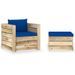 Salon de jardin 2 pcs avec coussins Bois imprégné de vert 9 - Photo n°1