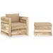 Salon de jardin 2 pcs avec coussins Bois imprégné de vert - Photo n°1