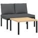 Salon de jardin 2 pcs avec coussins noir aluminium - Photo n°1