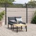 Salon de jardin 2 pcs avec coussins noir aluminium - Photo n°1