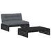 Salon de jardin 2 pcs avec coussins noir bois massif - Photo n°1