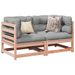 Salon de jardin 2 pcs et coussins bois massif sapin de douglas - Photo n°1