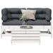 Salon de jardin 3 pcs avec coussins blanc bois de pin massif - Photo n°1