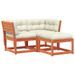 Salon de jardin 3 pcs avec coussins marron bois pin massif - Photo n°1