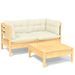 Salon de jardin 3 pcs avec coussins crème Bois de pin - Photo n°1