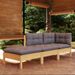 Salon de jardin 3 pcs avec coussins gris Bois de pin massif - Photo n°2