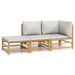 Salon de jardin 3 pcs avec coussins gris clair bambou - Photo n°1