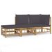 Salon de jardin 3 pcs avec coussins gris foncé bambou - Photo n°1