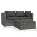 Salon de jardin 3 pcs avec coussins Gris Résine tressée - Photo n°1