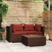 Salon de jardin 3 pcs avec coussins Marron Résine tressée - Photo n°1