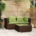 Salon de jardin 3 pcs avec coussins marron résine tressée - Photo n°1