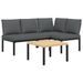 Salon de jardin 3 pcs avec coussins noir aluminium - Photo n°2