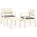 Salon de jardin 3 pcs avec coussins Plastique Blanc - Photo n°2