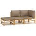 Salon de jardin 3 pcs avec coussins taupe bambou - Photo n°1