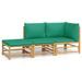 Salon de jardin 3 pcs avec coussins vert bambou - Photo n°1