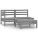 Salon de jardin 3 pcs Bois de pin massif Gris - Photo n°1
