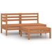 Salon de jardin 3 pcs Bois de pin massif Marron miel 4 - Photo n°1