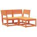 Salon de jardin 3 pcs marron bois de pin massif - Photo n°1
