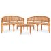 Salon de jardin 3 pcs en forme de banane Bois de teck solide 2 - Photo n°1