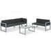 Salon de jardin 3 pcs et coussins Aluminium Noir - Photo n°1