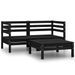 Salon de jardin 3 pcs Noir Bois de pin massif 7 - Photo n°1