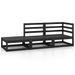 Salon de jardin 3 pcs Noir Bois de pin massif 4 - Photo n°1