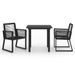 Salon de jardin 3 pcs Rotin PVC Noir - Photo n°1