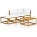 Salon de jardin 4 pcs avec coussin Crème Bois d'acacia solide - Photo n°1