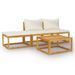 Salon de jardin 4 pcs avec coussin Crème Bois d'acacia solide 3 - Photo n°1