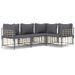 Salon de jardin 4 pcs avec coussins anthracite résine tressée - Photo n°1