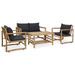 Salon de jardin 4 pcs avec coussins Bambou - Photo n°1