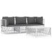 Salon de jardin 4 pcs avec coussins blanc acier - Photo n°1