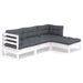 Salon de jardin 4 pcs avec coussins blanc bois de pin - Photo n°1