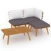 Salon de jardin 4 pcs avec coussins Bois d'acacia solide 7 - Photo n°1