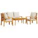 Salon de jardin 4 pcs avec coussins Bois d'acacia solide - Photo n°1