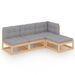 Salon de jardin 4 pcs avec coussins Bois de pin massif 28 - Photo n°1