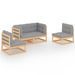 Salon de jardin 4 pcs avec coussins Bois de pin massif 9 - Photo n°1