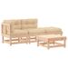 Salon de jardin 4 pcs avec coussins bois massif - Photo n°1