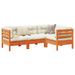 Salon de jardin 4 pcs avec coussins cire marron bois pin massif - Photo n°1