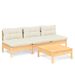 Salon de jardin 4 pcs avec coussins crème Bois de pin 8 - Photo n°1