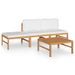 Salon de jardin 4 pcs avec coussins crème Bois de teck solide - Photo n°1