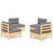 Salon de jardin 4 pcs avec coussins gris Bois de pin - Photo n°1