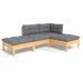 Salon de jardin 4 pcs avec coussins gris Bois de pin massif - Photo n°1